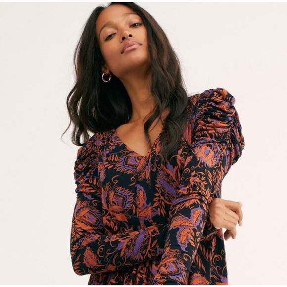 Free People Women’s Hello Lover Tunic Long Sleeve Keyhole Boho Size Large - Picture 1 of 8